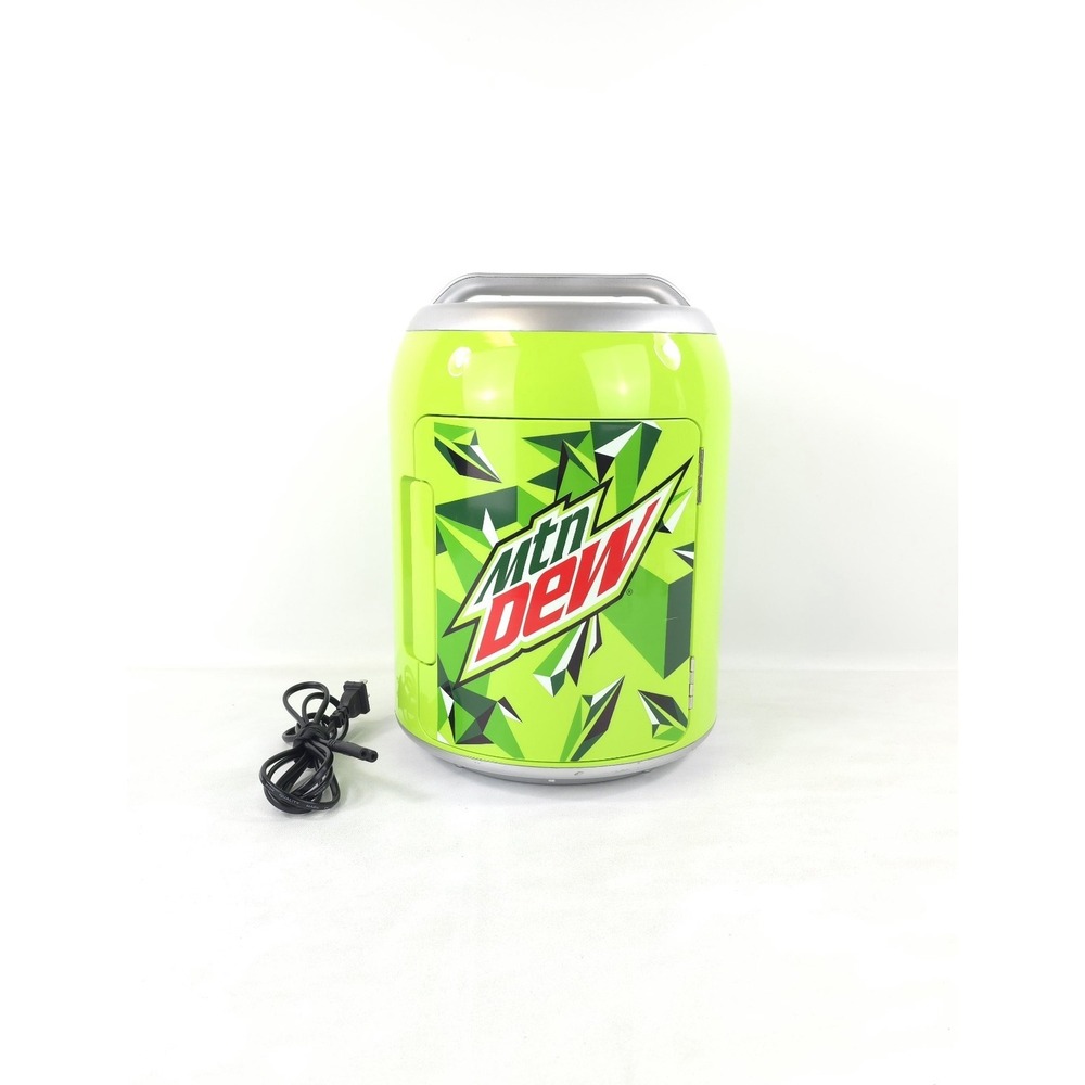 Mountain Dew Portable 6-Can Mini Personal Fridge Cooler Can Shaped Lime Green
